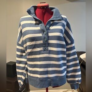 American Eagle Outfitters Blue and White Striped Turtleneck Sweater